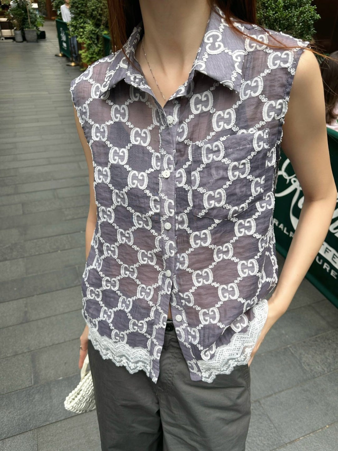 25ss jacquard lace vest