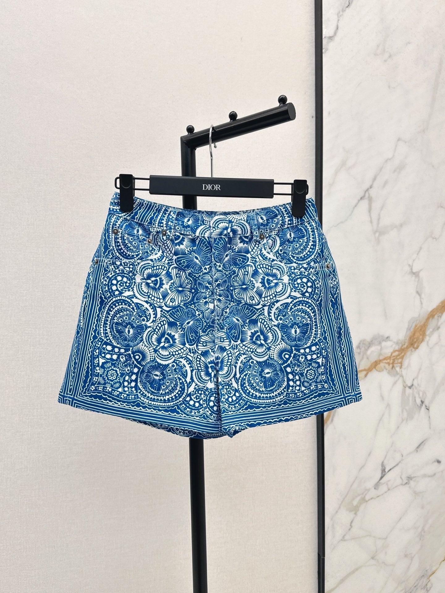 25ss print denim short