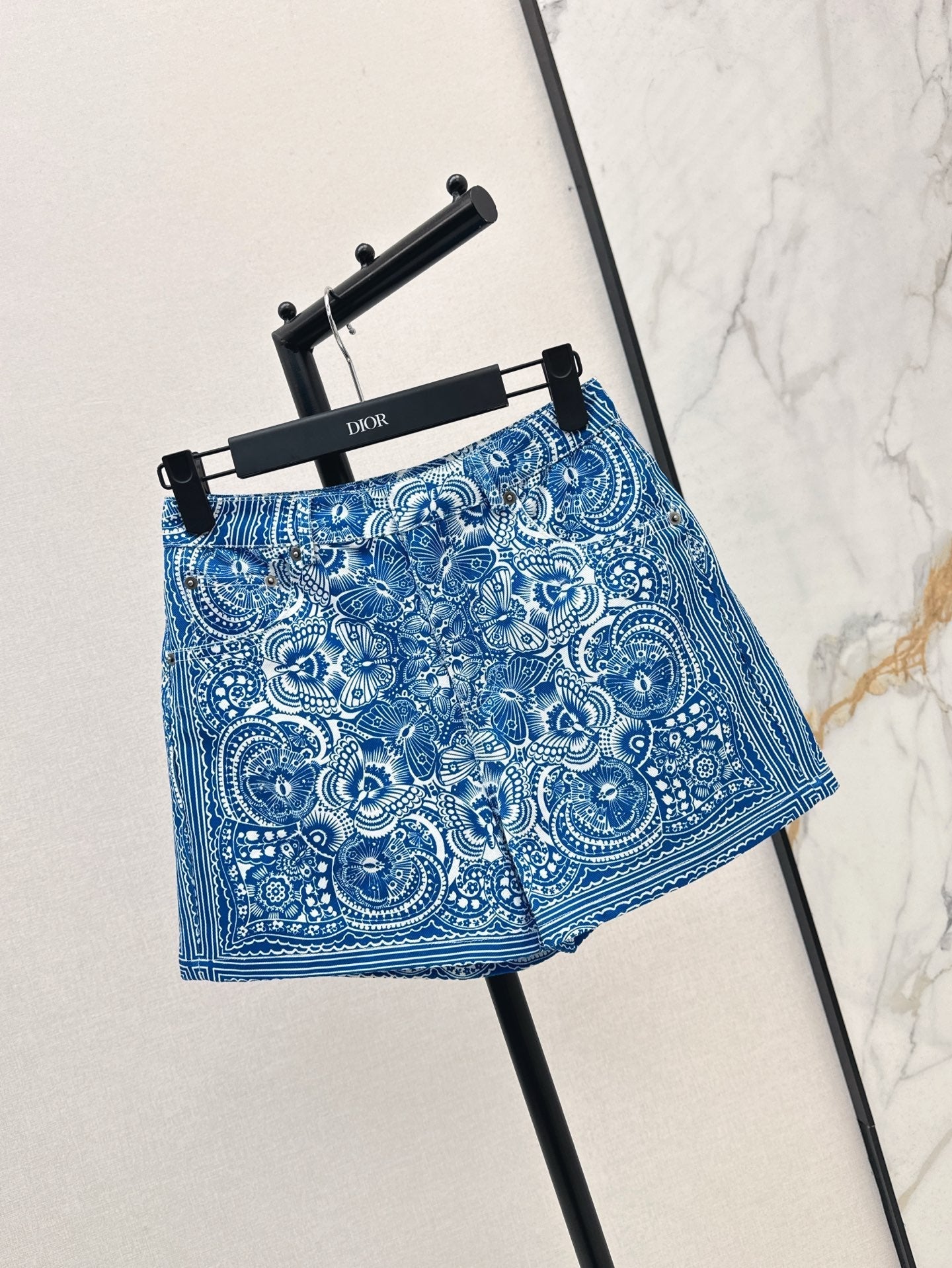 25ss print denim short