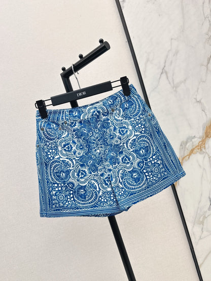 25ss print denim short
