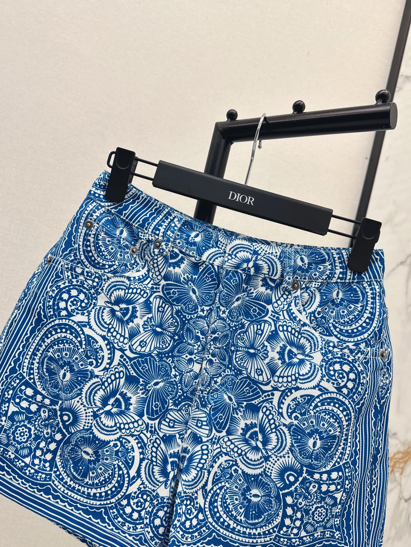 25ss print denim short