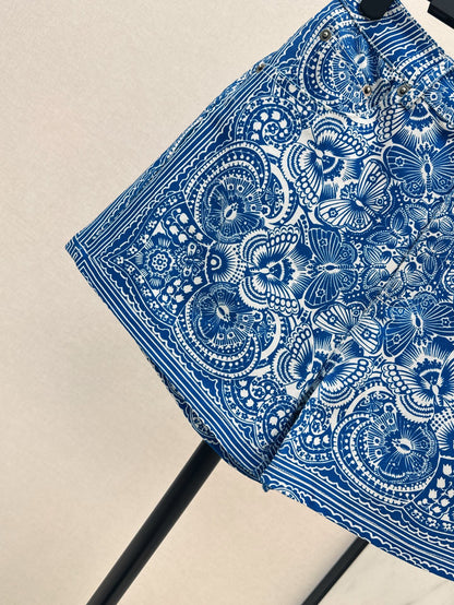 25ss print denim short