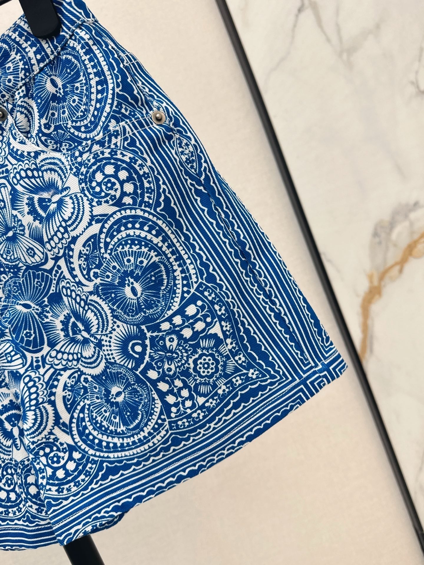 25ss print denim short