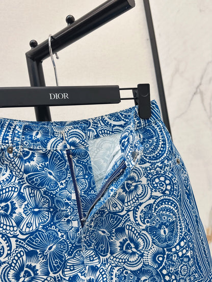 25ss print denim short