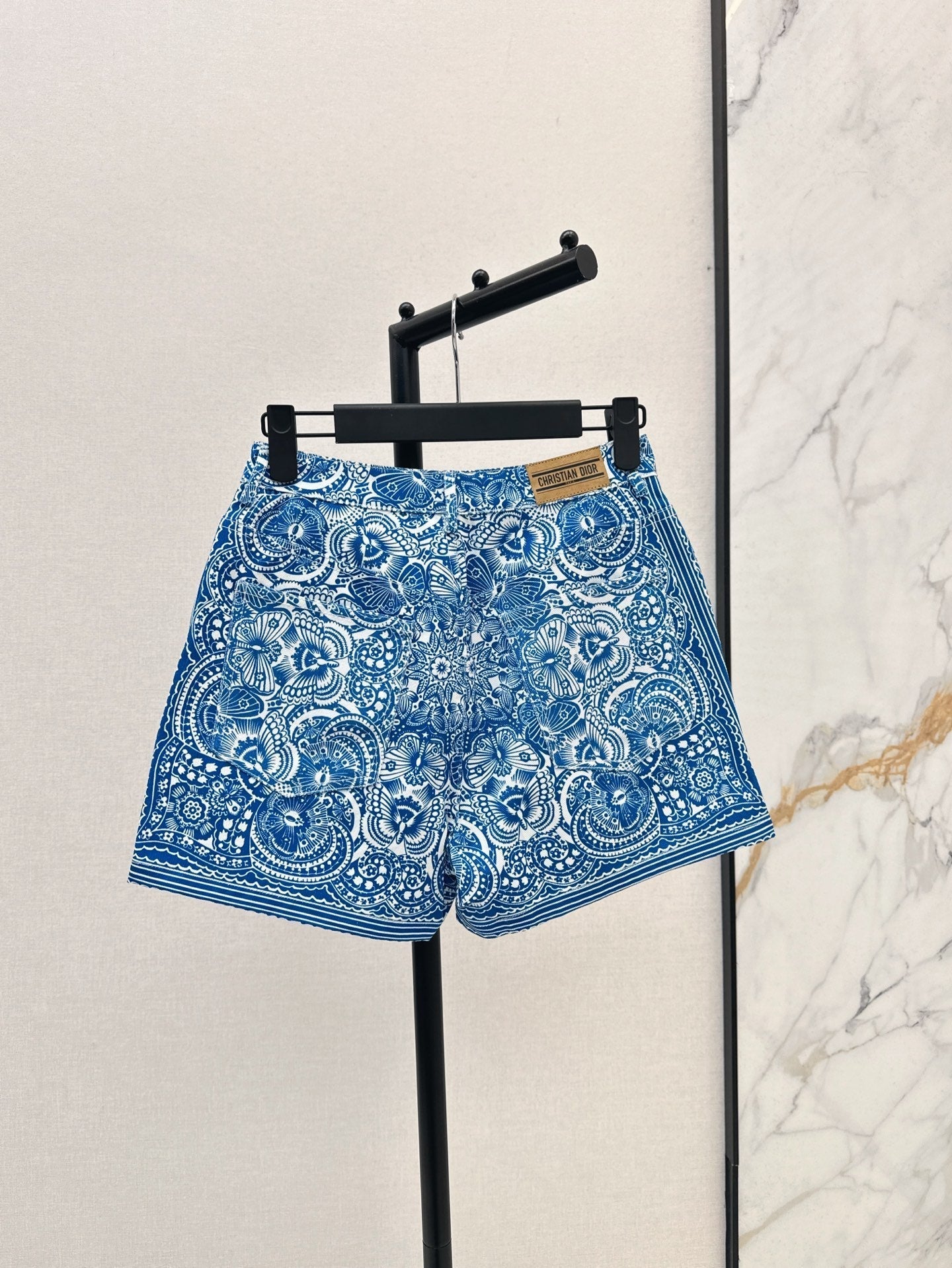25ss print denim short