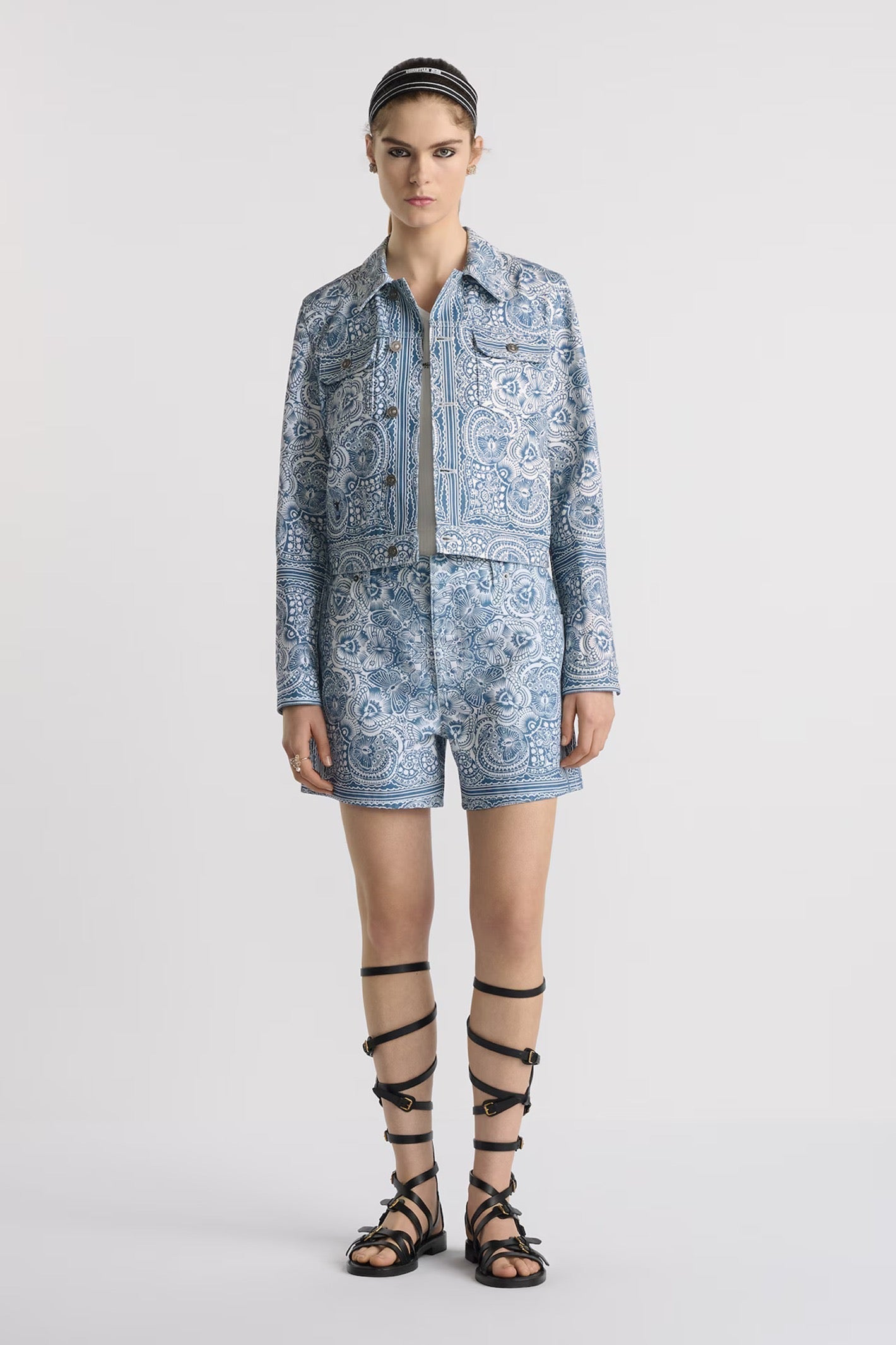 25ss print denim short