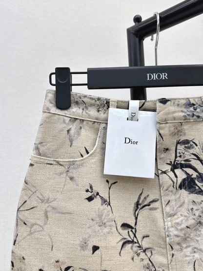 25ss print denim skirt