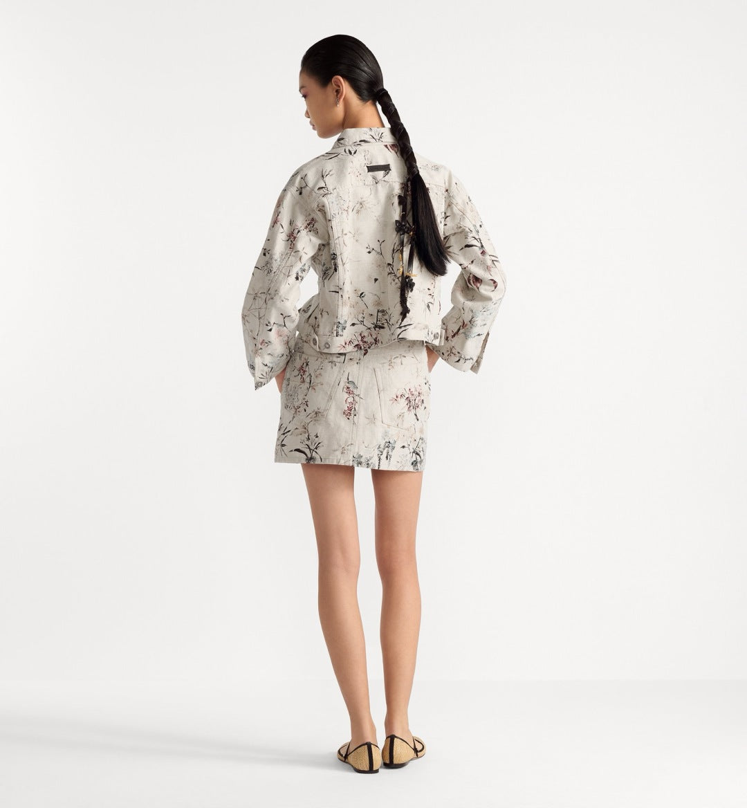 25ss print denim skirt