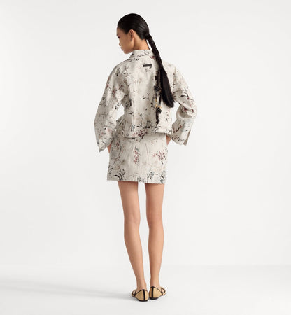 25ss print denim skirt