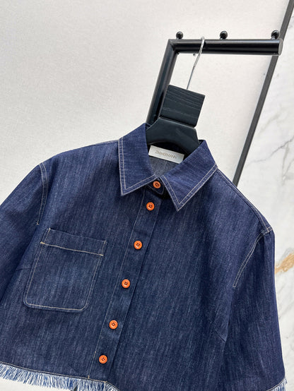 25ss denim crop shirt