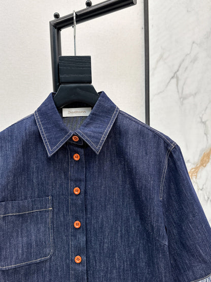 25ss denim crop shirt