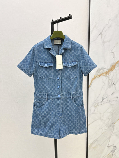 25ss jacquard denim jumpsuit