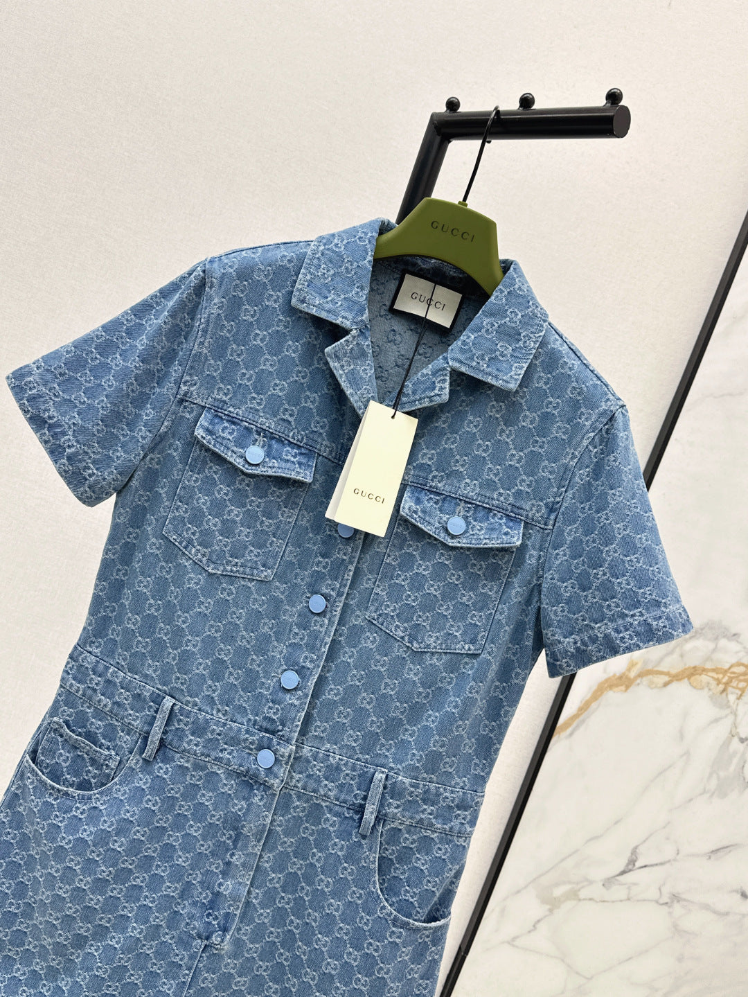 25ss jacquard denim jumpsuit