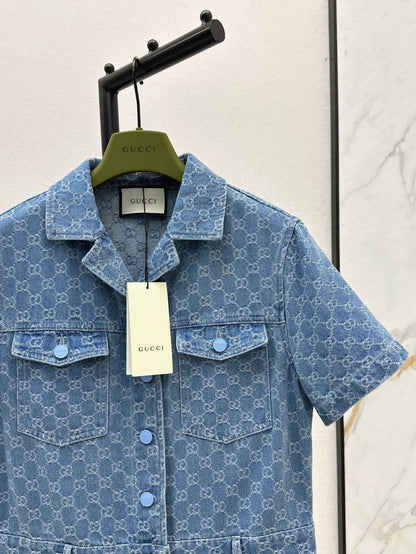 25ss jacquard denim jumpsuit