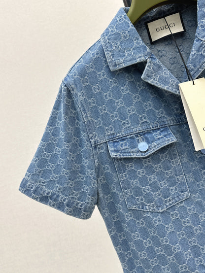 25ss jacquard denim jumpsuit