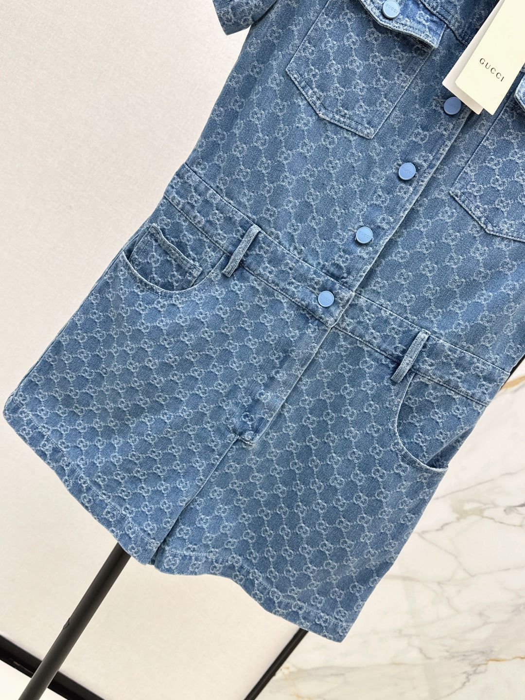 25ss jacquard denim jumpsuit