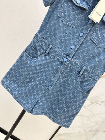 25ss jacquard denim jumpsuit