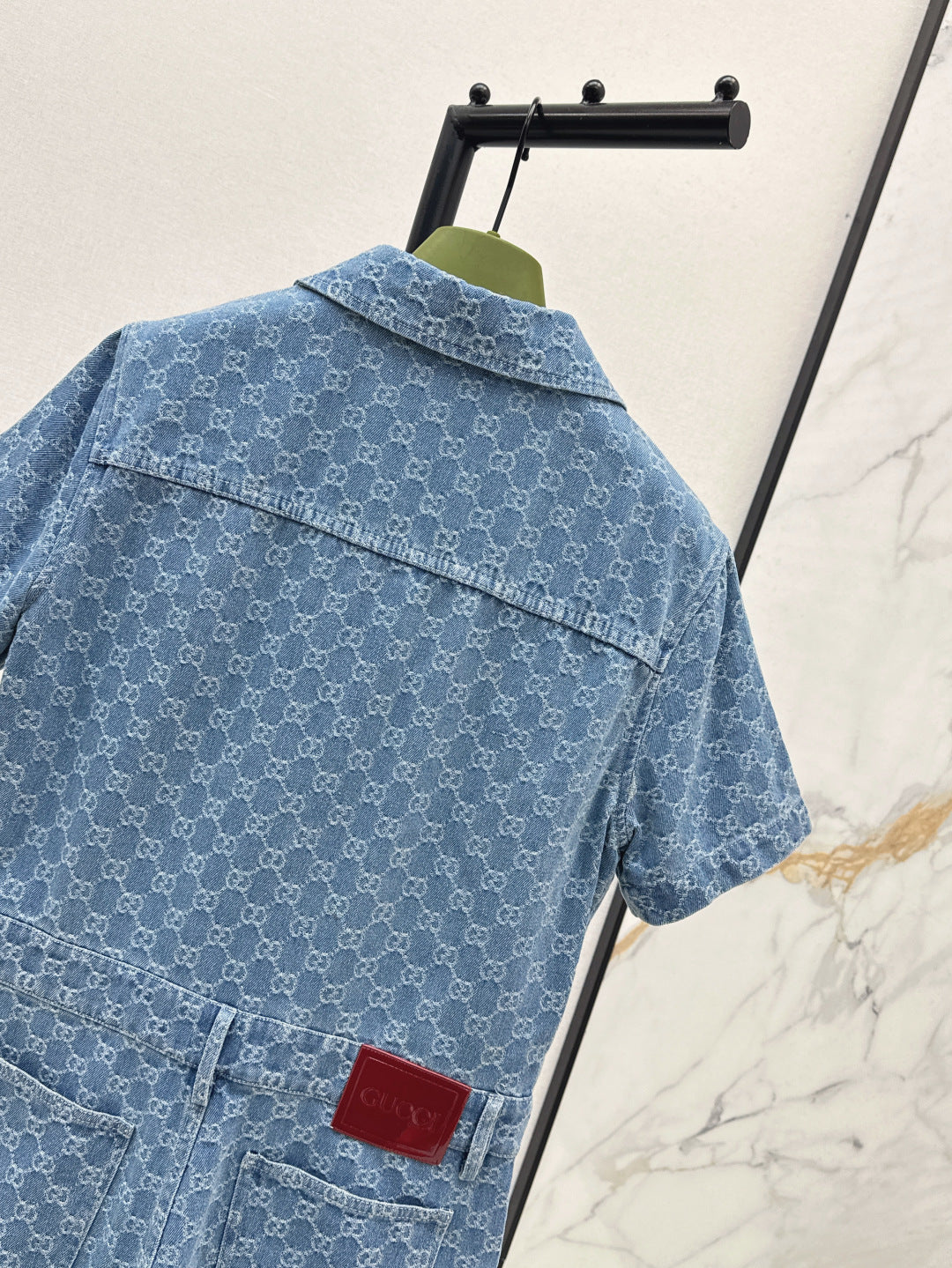 25ss jacquard denim jumpsuit