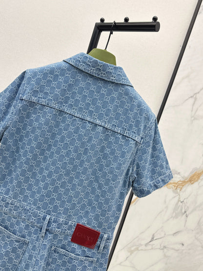 25ss jacquard denim jumpsuit