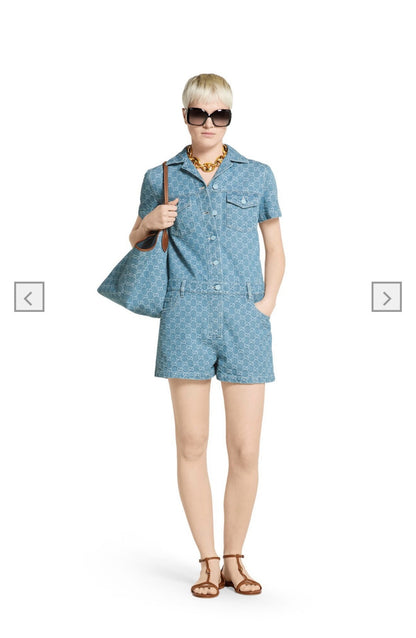 25ss jacquard denim jumpsuit