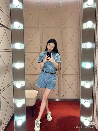 25ss jacquard denim jumpsuit