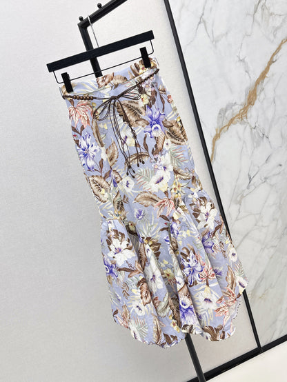 25ss print linen skirt