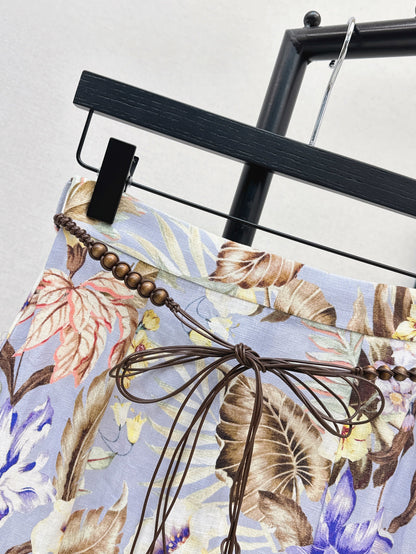25ss print linen skirt