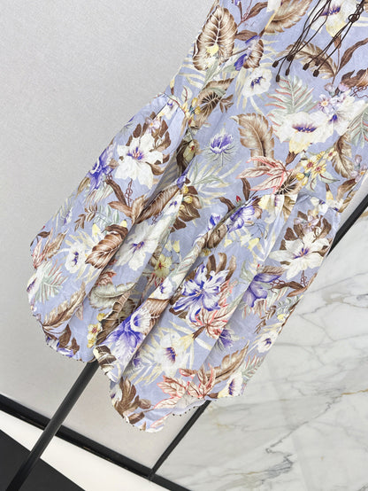 25ss print linen skirt