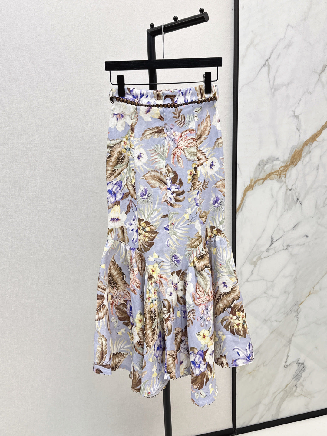 25ss print linen skirt