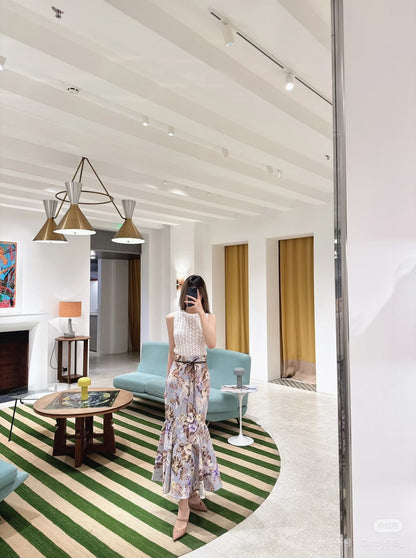 25ss print linen skirt