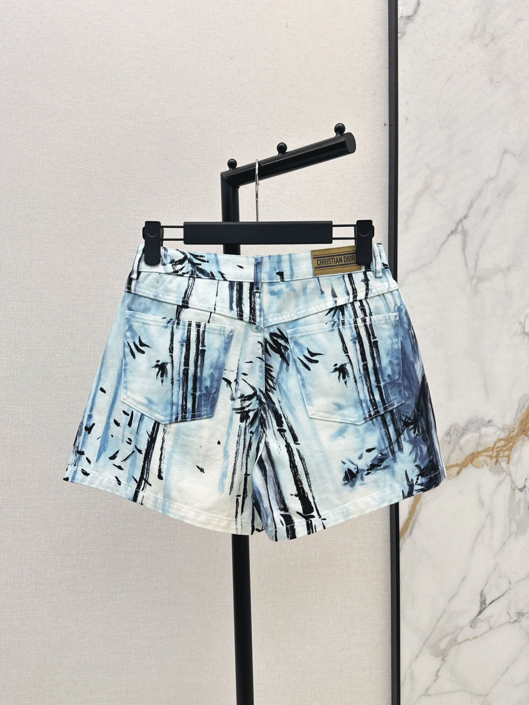 25ss print denim short