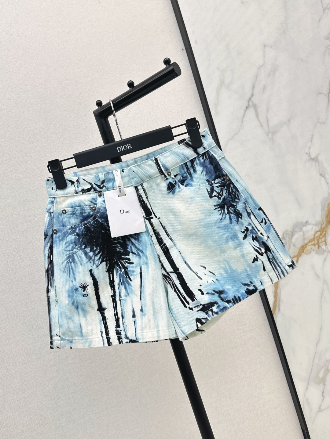 25ss print denim short