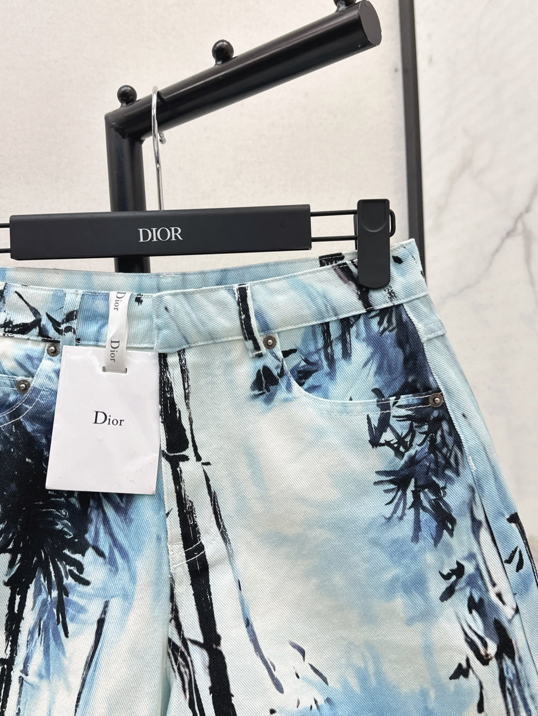 25ss print denim short
