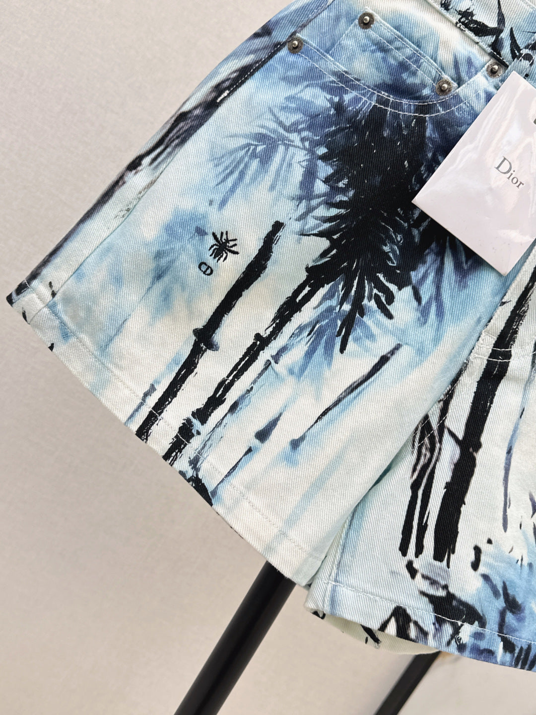 25ss print denim short