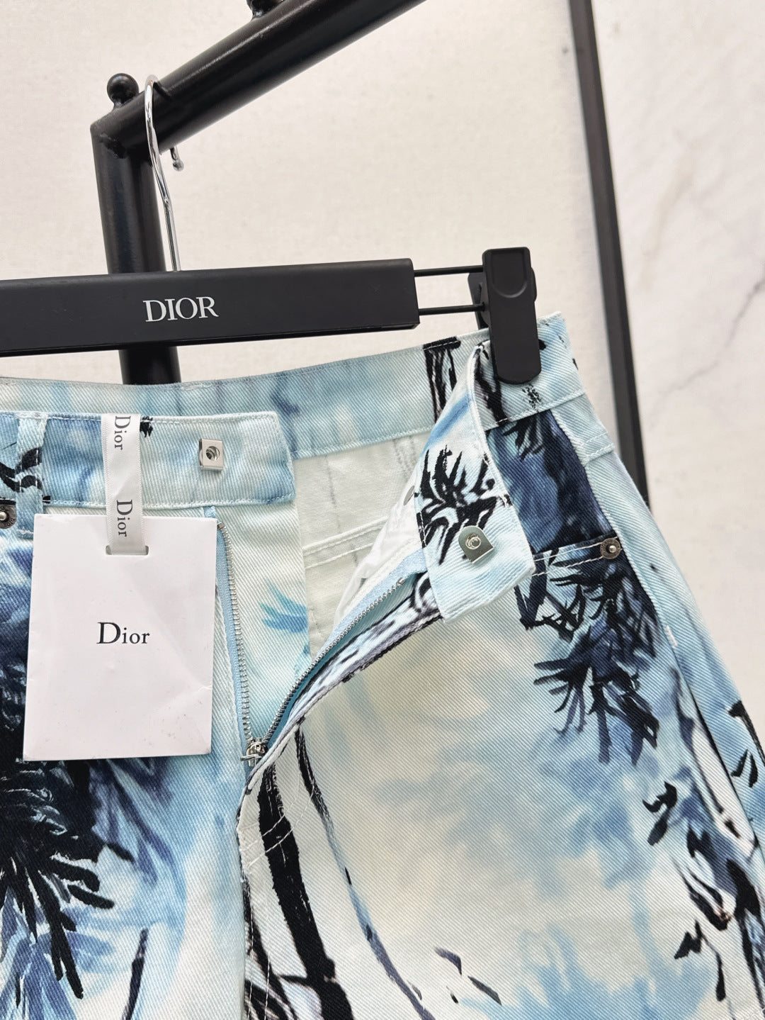 25ss print denim short