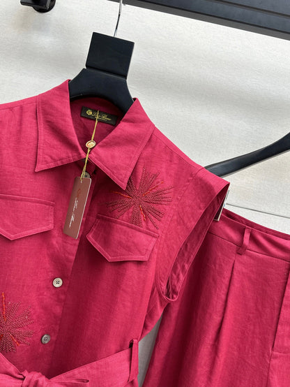 25ss linen embroidered suit