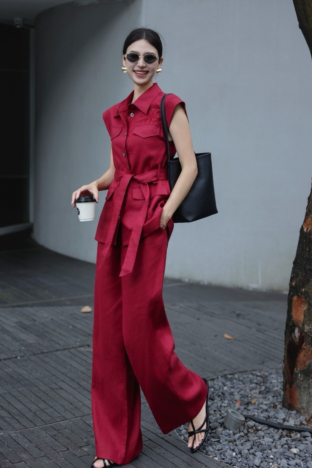 25ss linen embroidered suit