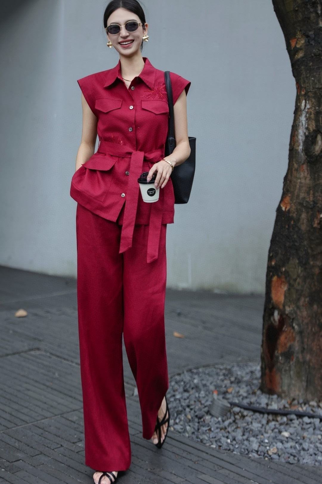 25ss linen embroidered suit