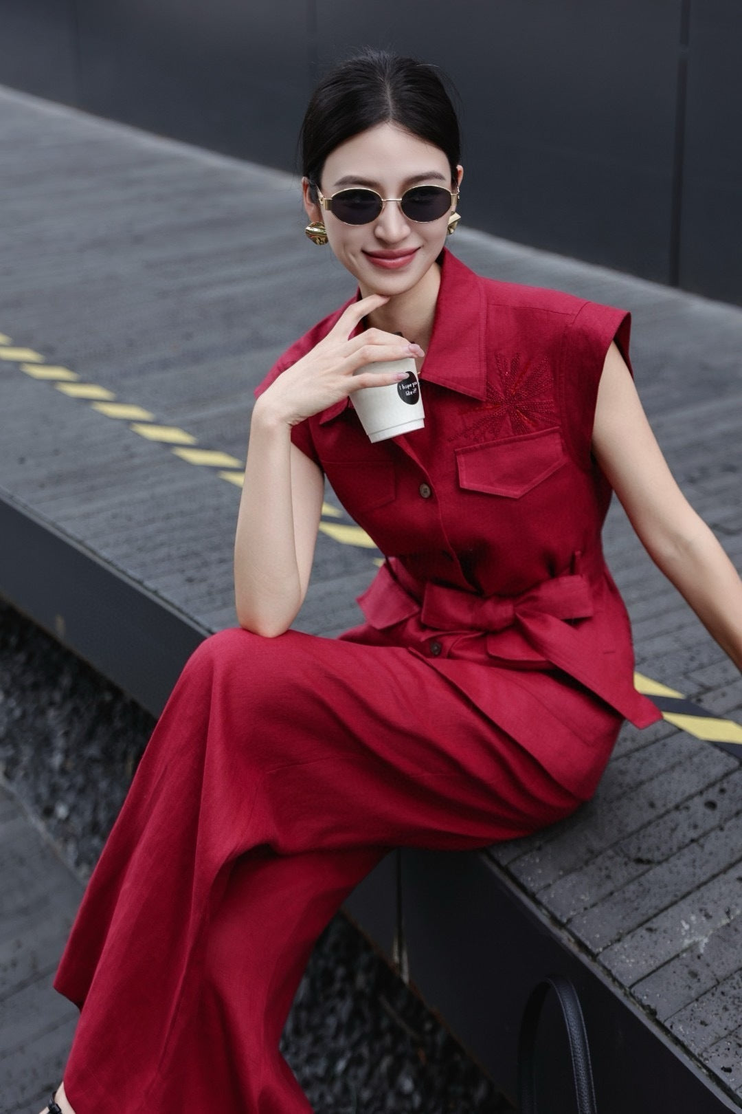 25ss linen embroidered suit