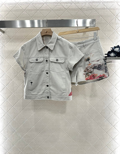 ♥2025 new products Jacket and shorts set