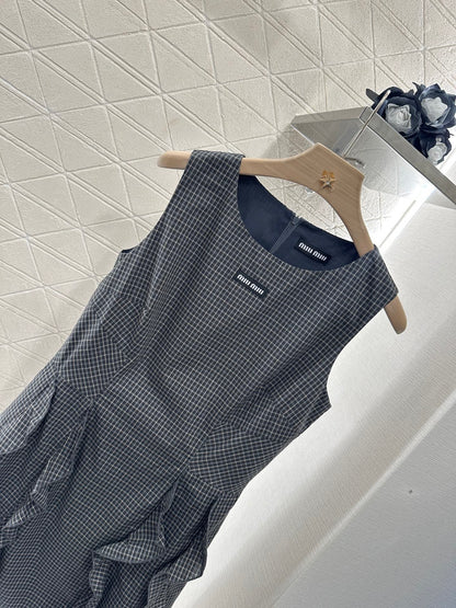 ♥2025 new product Plaid lace vest skirt