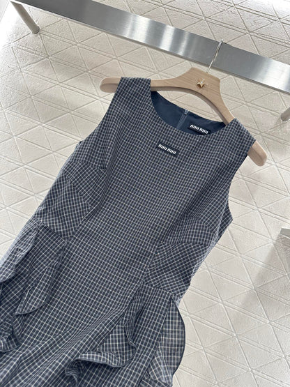 ♥2025 new product Plaid lace vest skirt