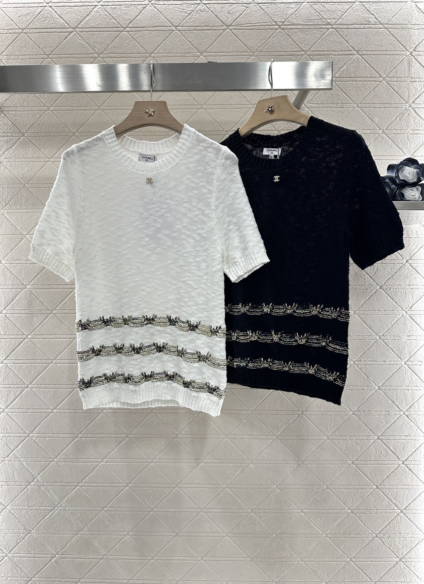 ♥2025 new product Embroidered knitted short sleeves