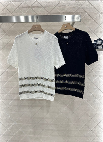 ♥2025 new product Embroidered knitted short sleeves
