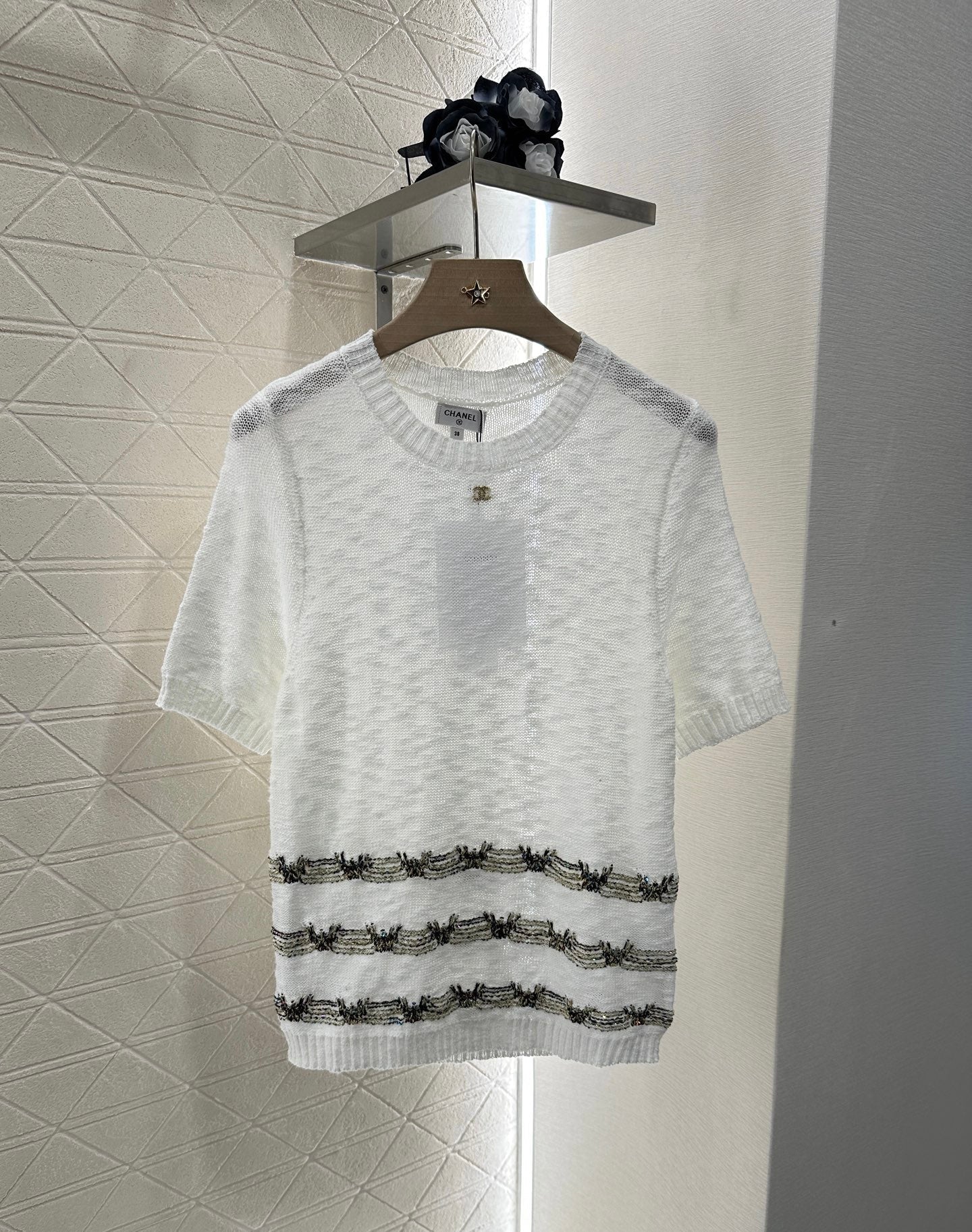 ♥2025 new product Embroidered knitted short sleeves