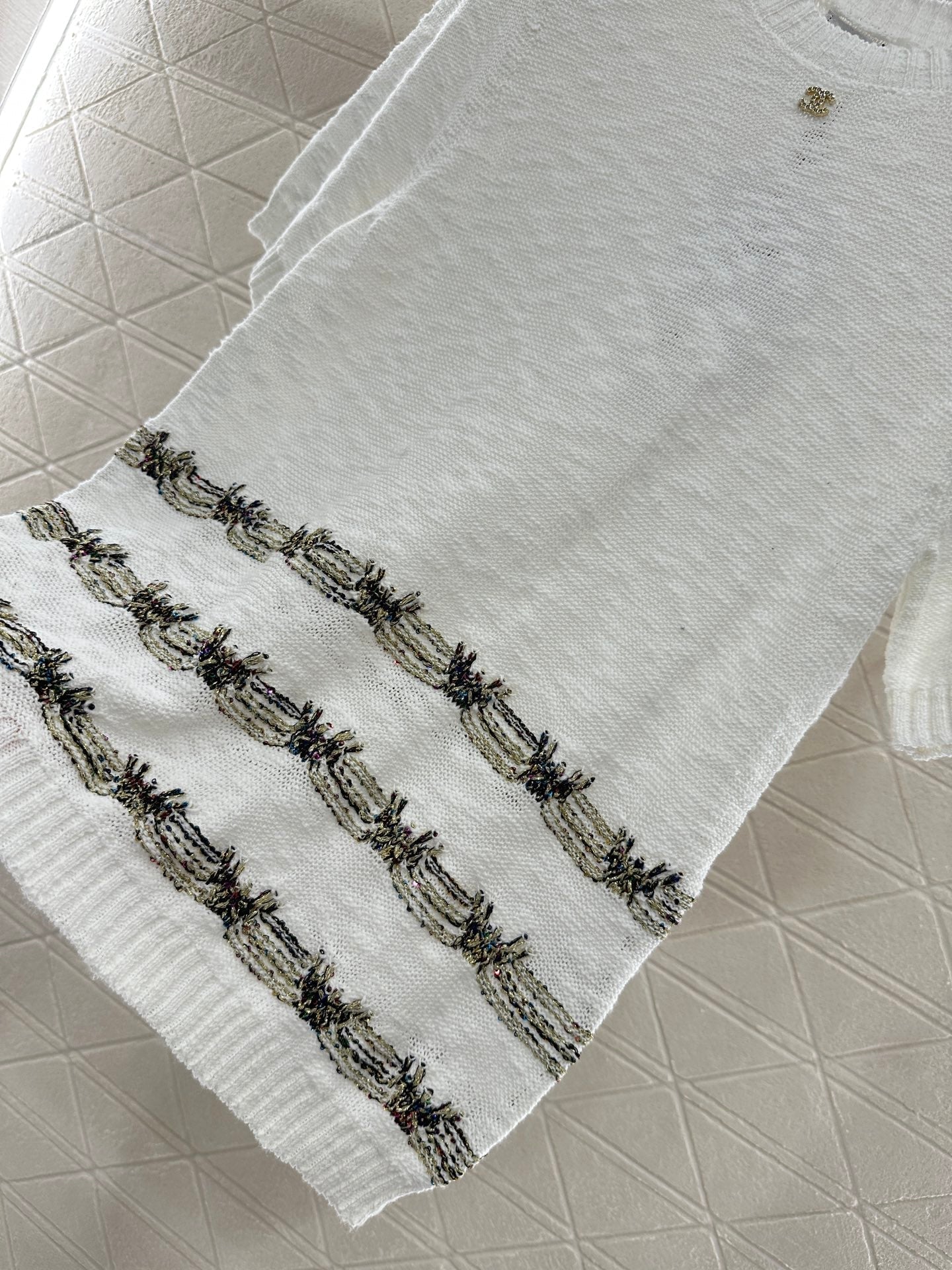 ♥2025 new product Embroidered knitted short sleeves