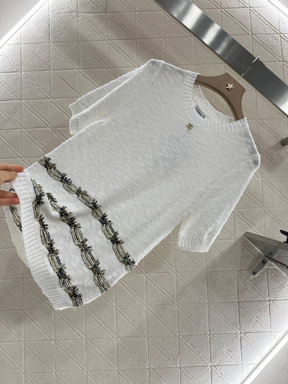 ♥2025 new product Embroidered knitted short sleeves