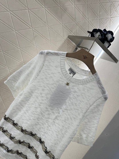 ♥2025 new product Embroidered knitted short sleeves