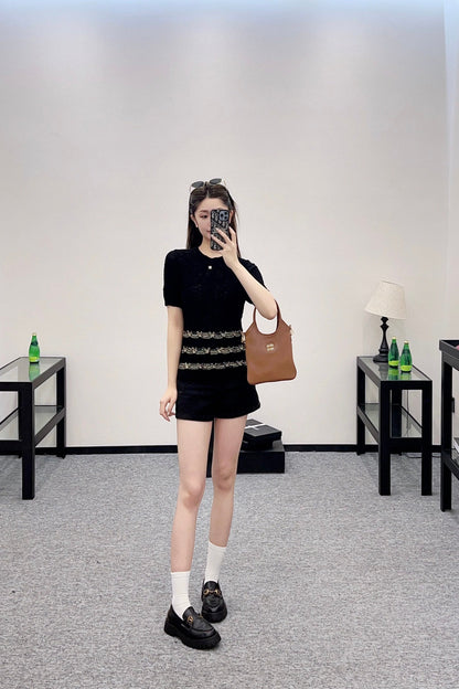 ♥2025 new product Embroidered knitted short sleeves