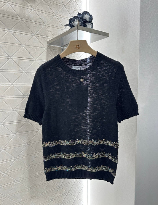 ♥2025 new product Embroidered knitted short sleeves